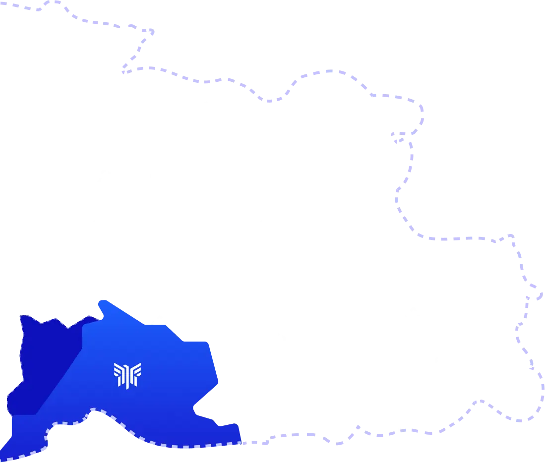 A depiction of Bhutan, a nation located in Southern Asia, highlighting its physical characteristics and borders.